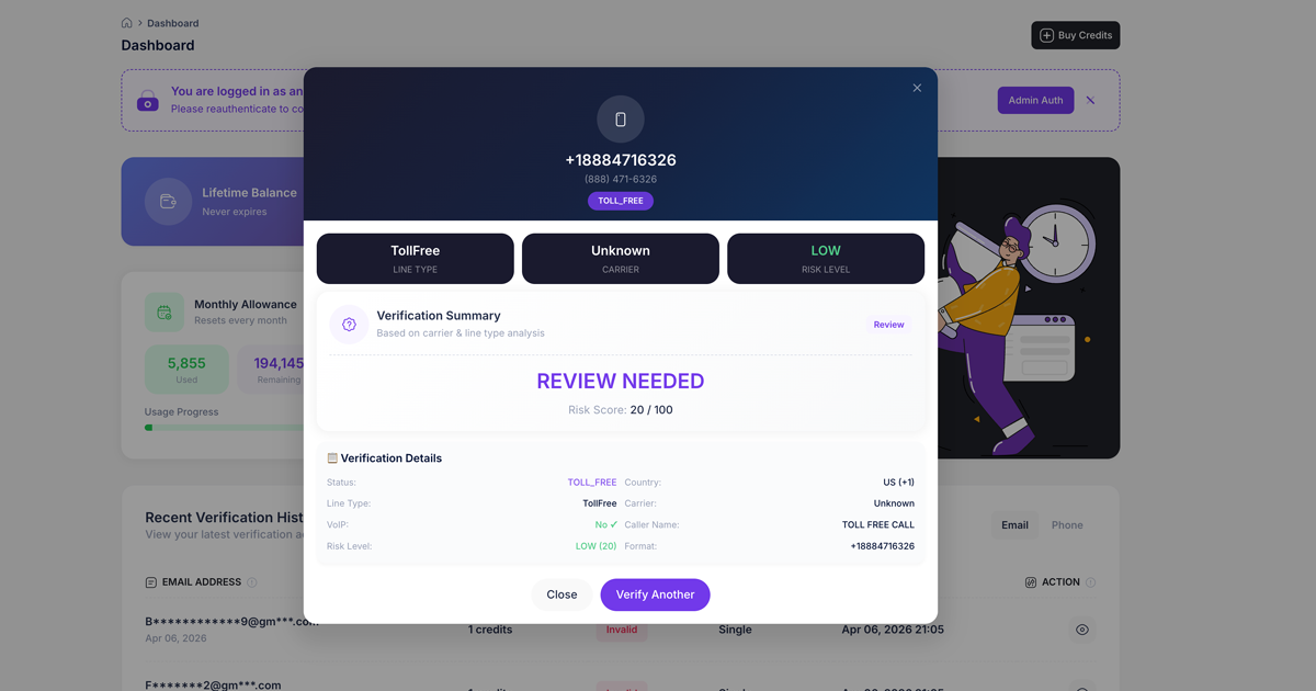 Phone verification with carrier intelligence