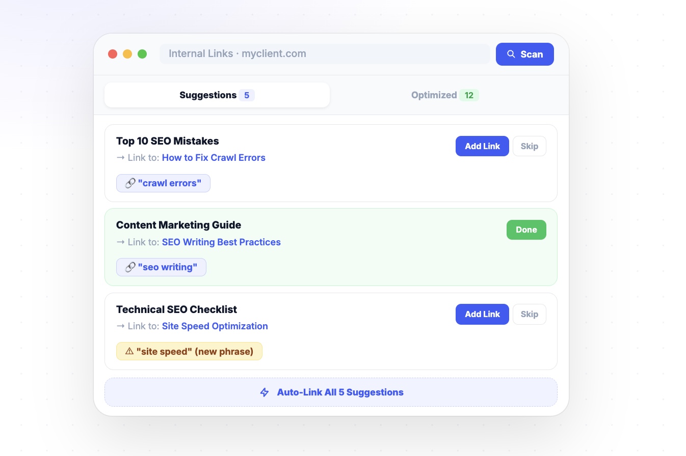 AI builds your internal links.